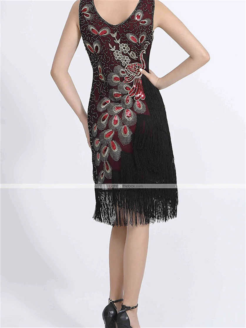 Latin Dance Dress Beading Tassel Sequins Sleeveless Natural Polyester Women's Performance Party - Image 2