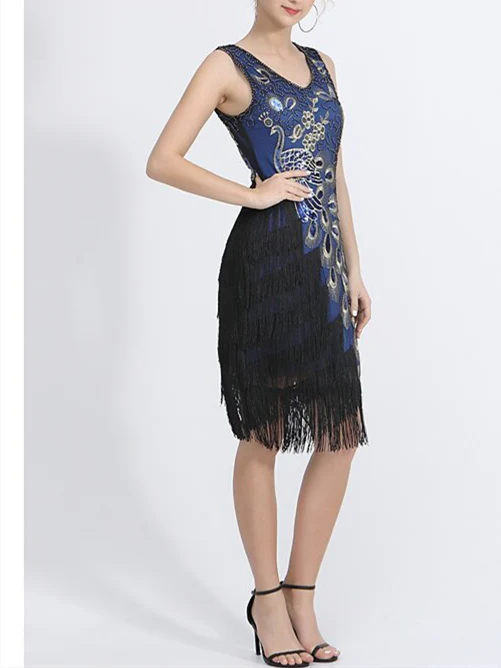 Latin Dance Dress Beading Tassel Sequins Sleeveless Natural Polyester Women's Performance Party - Image 5