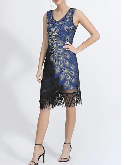 Latin Dance Dress Beading Tassel Sequins Sleeveless Natural Polyester Women's Performance Party - Image 6