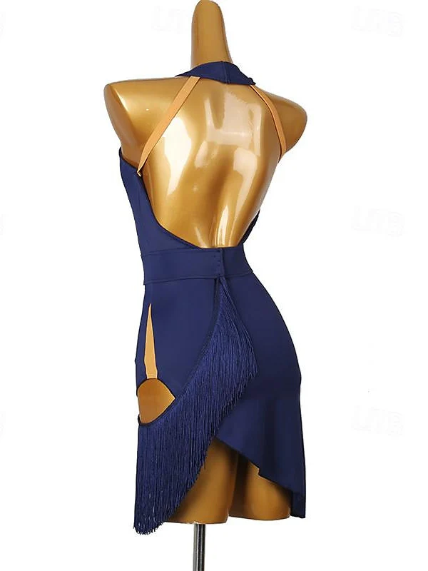 Latin Dance Dress Crystals/Rhinestones Women's Performance Sleeveless Spandex - Image 3
