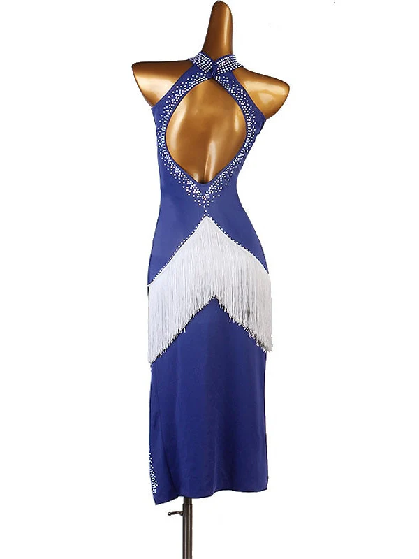 Latin Dance Dress Fringed Tassel Split Joint Crystals/Rhinestones Women‘s Performance Sleeveless - Image 2