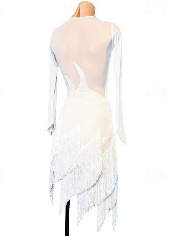 Latin Dance Exotic Dancewear Tassel Women's Performance Daily Wear Long Sleeve Spandex - Image 2