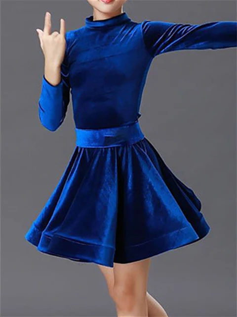 Latin Dance Kids' Dancewear High Neck Long Sleeve Girls' Performance - Image 9