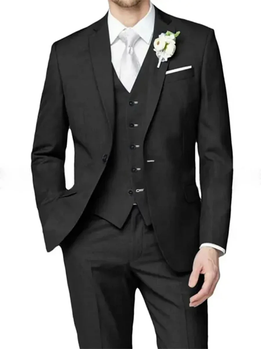 Lilac Men's Formal Notch Tailored Fit Single Breasted One-button Wedding Party Suits - Image 3