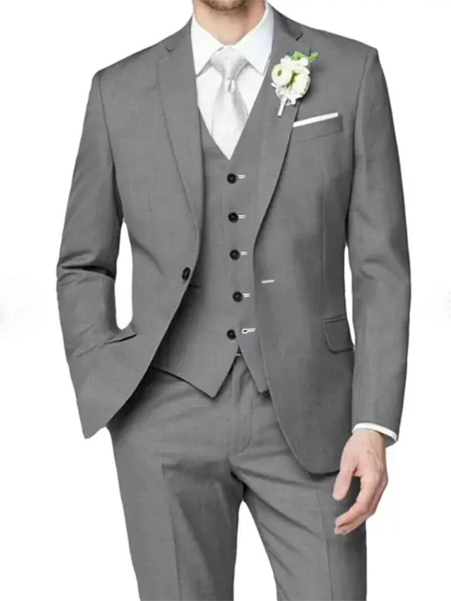 Lilac Men's Formal Notch Tailored Fit Single Breasted One-button Wedding Party Suits - Image 4