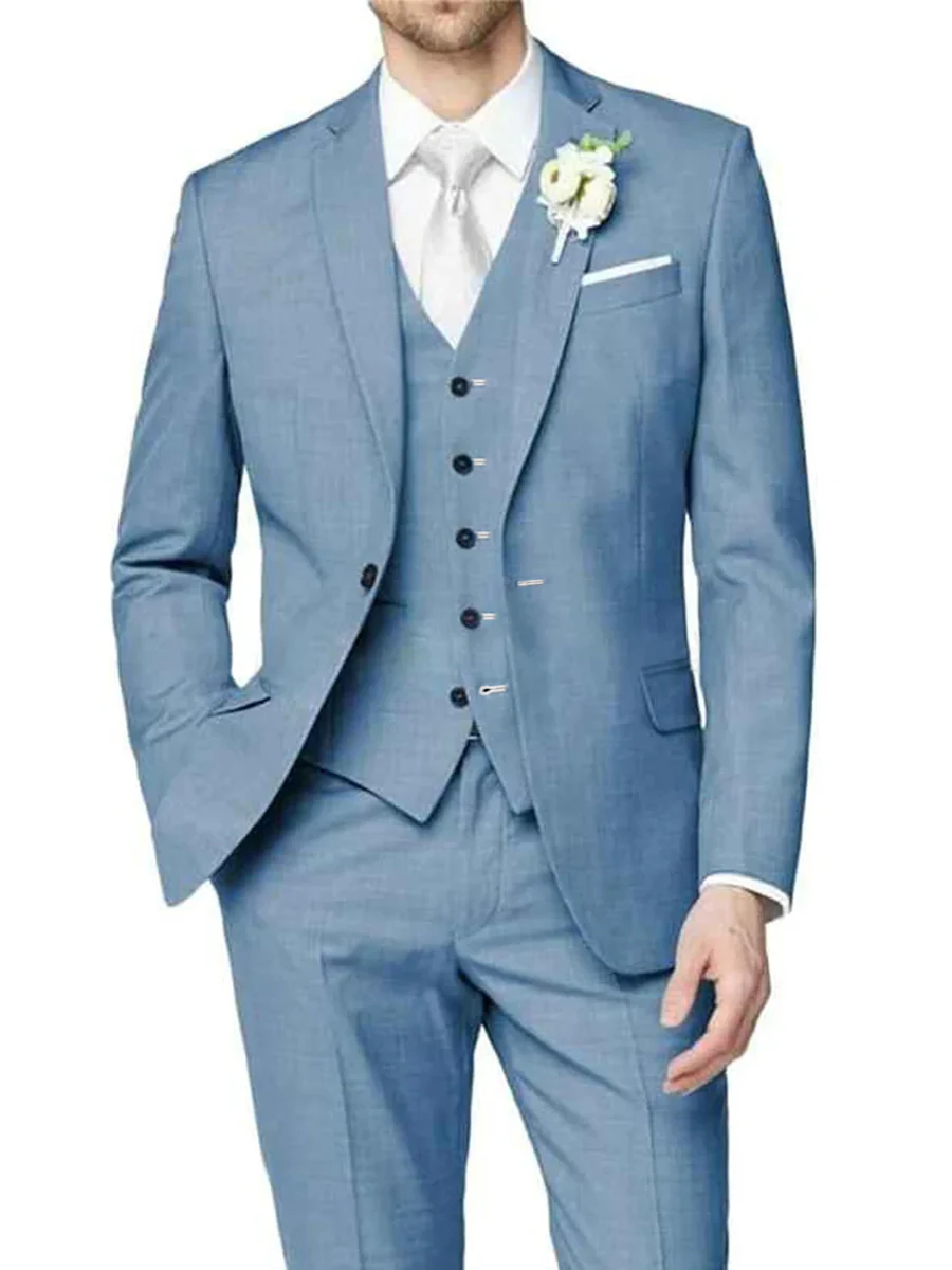 Lilac Men's Formal Notch Tailored Fit Single Breasted One-button Wedding Party Suits - Image 9