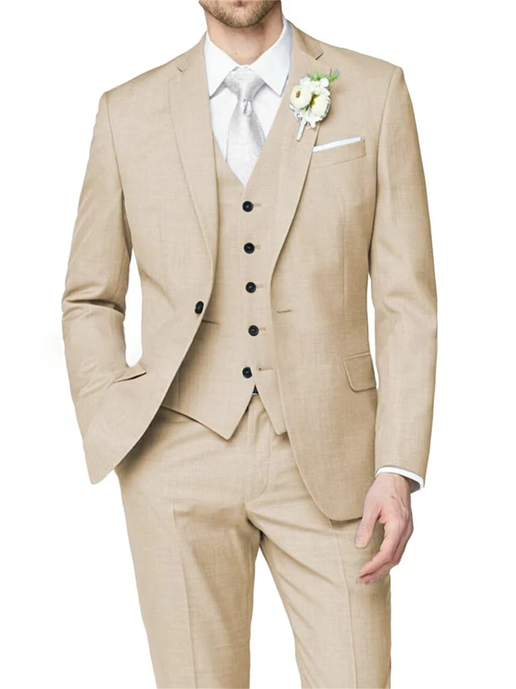 Lilac Men's Formal Notch Tailored Fit Single Breasted One-button Wedding Party Suits - Image 3