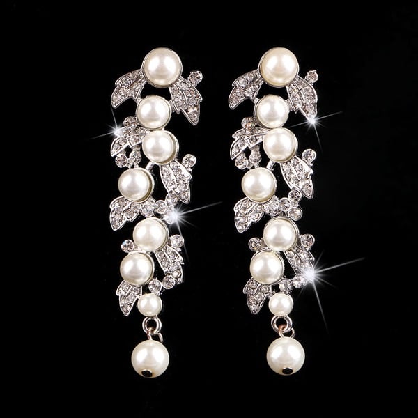 Luxurious Cubic Zirconia/Pearl Dangle Earrings - Image 3