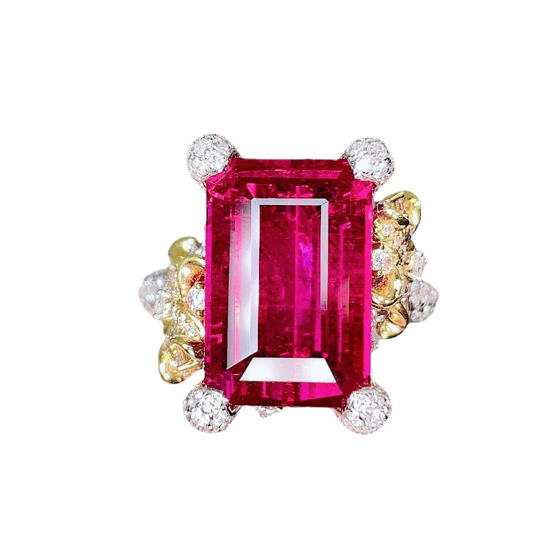 Luxurious Delicate Fuchsia Vintage Rhinestone Ring - Image 2
