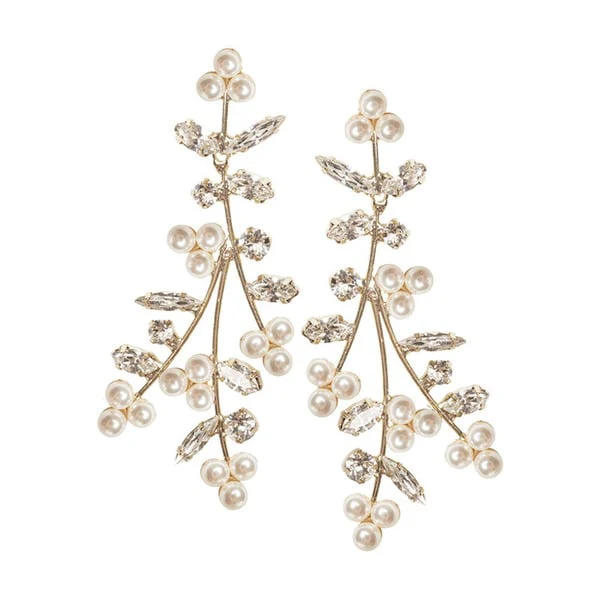 Luxurious Marquise Pearl/Rhinestone Drop Earrings - Image 2