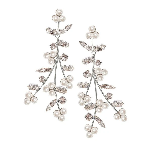 Luxurious Marquise Pearl/Rhinestone Drop Earrings - Image 3