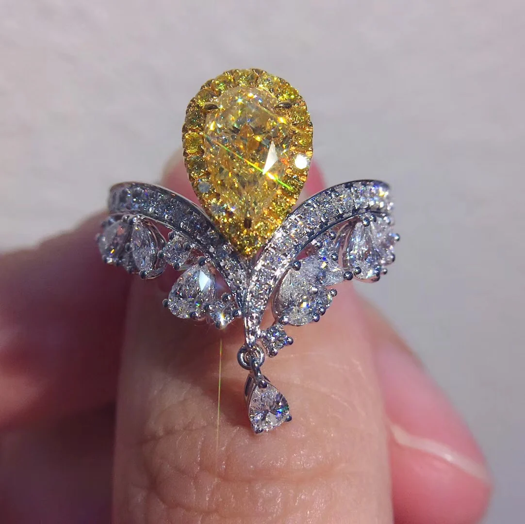 Luxurious Sparkling Delicate Double Color Adjustable Rhinestone Ring - Image 3