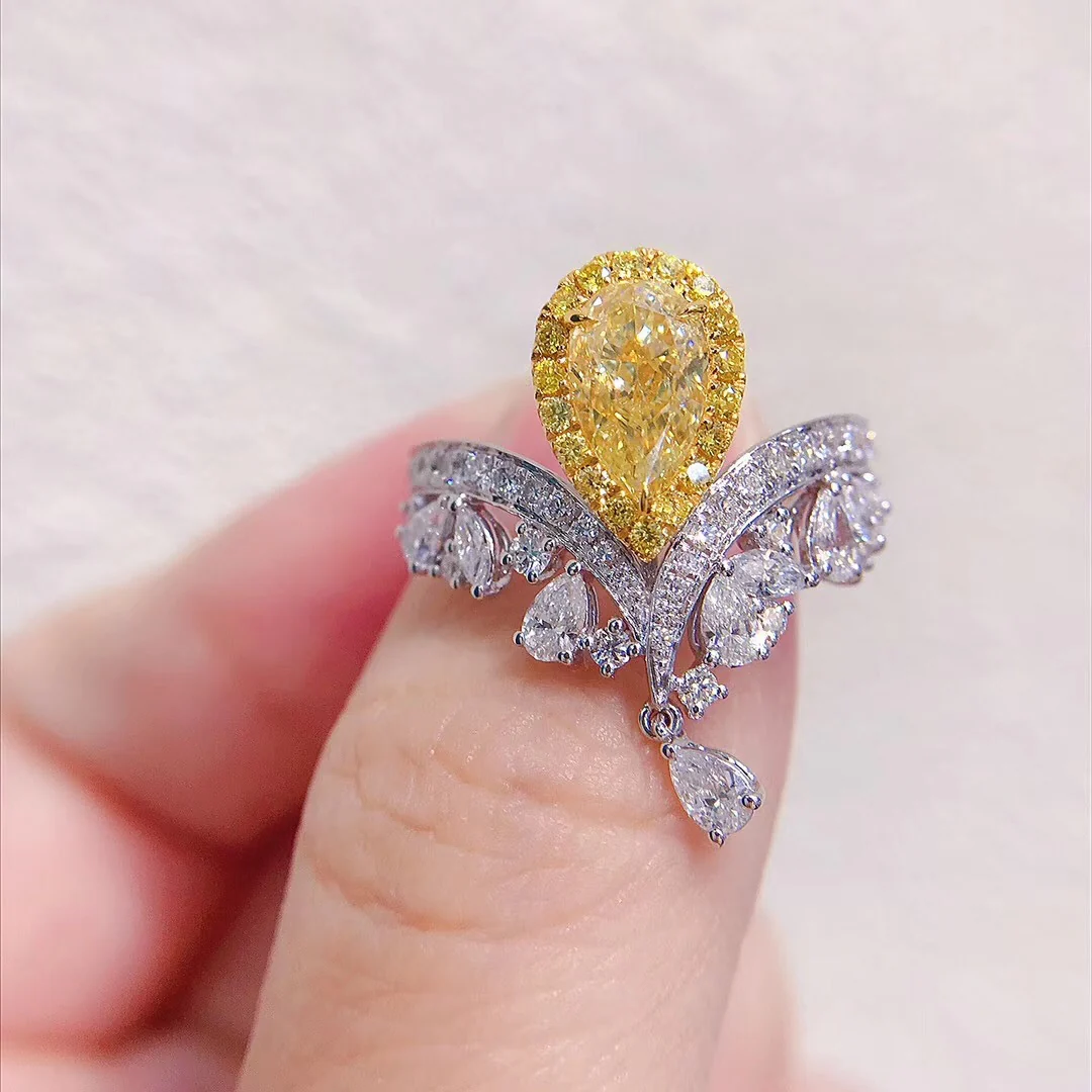 Luxurious Sparkling Delicate Double Color Adjustable Rhinestone Ring - Image 4
