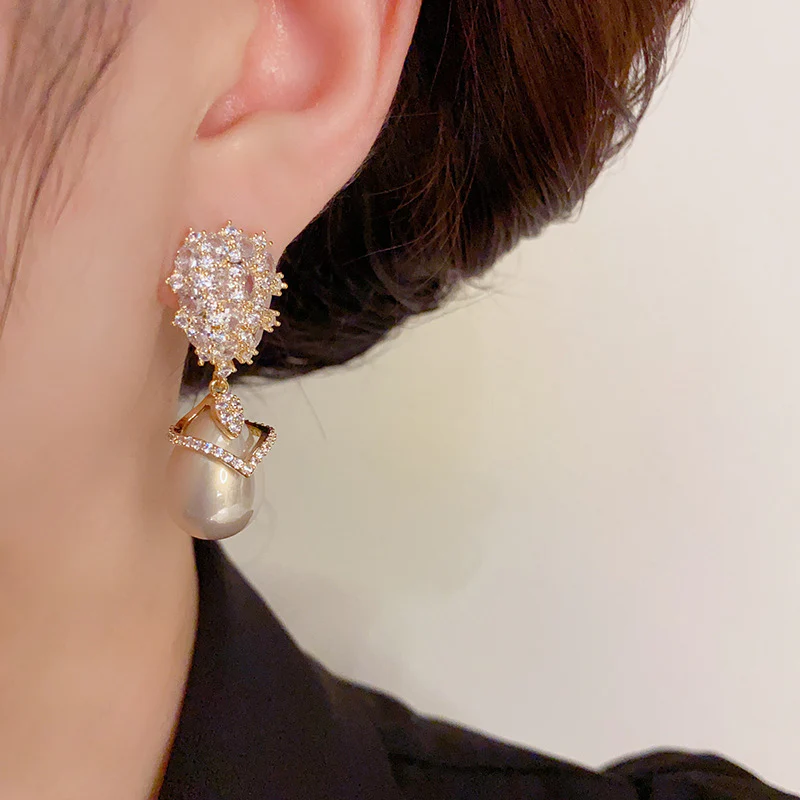 Luxury Champagne Artificial Pearl Earrings