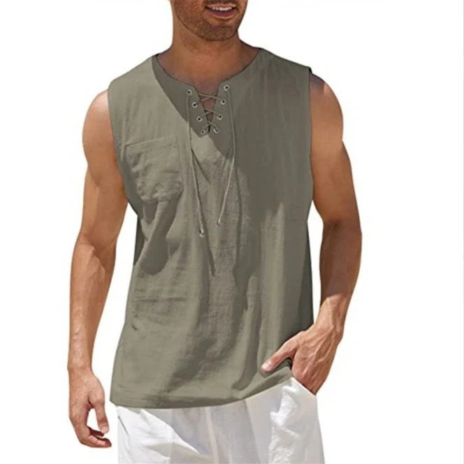 Men's 17th Century  Pirate Knight Ritter Viking Drawstring Halloween Masquerade Casual Daily Shirt - Image 5