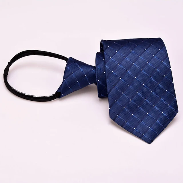Men's Adjustable Zip Tie Polka Dot Plain Striped - Image 5