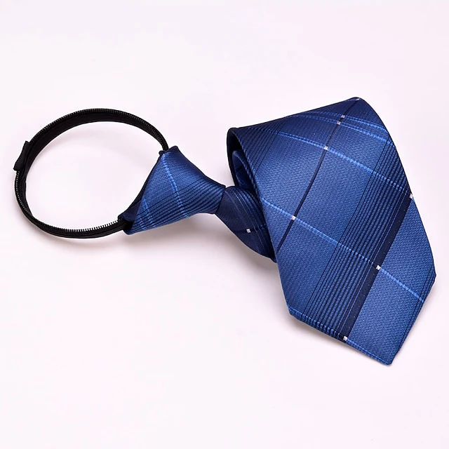 Men's Adjustable Zip Tie Polka Dot Plain Striped - Image 6