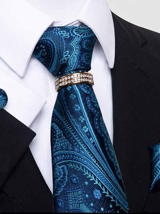 Men's Basic Ties Solid Color Light Yellow White Dark Red with Rhinestone - Image 3