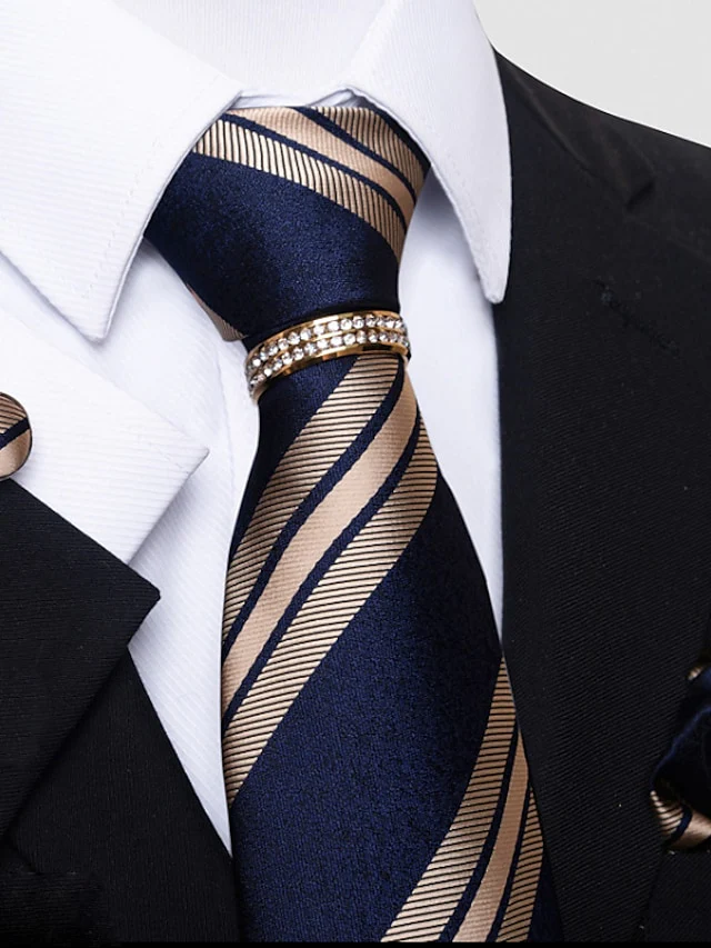 Men's Basic Ties Solid Color Light Yellow White Dark Red with Rhinestone - Image 7