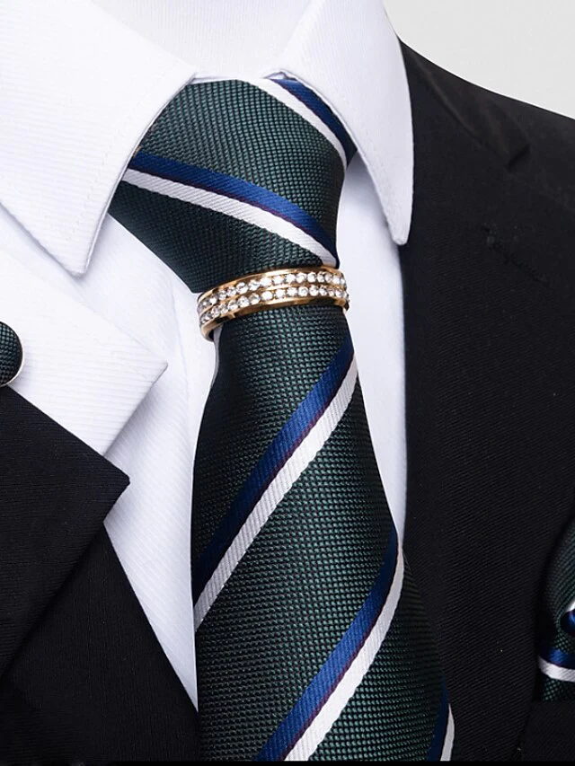 Men's Basic Ties Solid Color Light Yellow White Dark Red with Rhinestone - Image 8