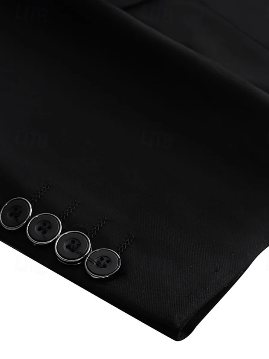 Men's Black Single Breasted Two-buttons Notched Lapel Wedding Prom Party Suits - Image 4