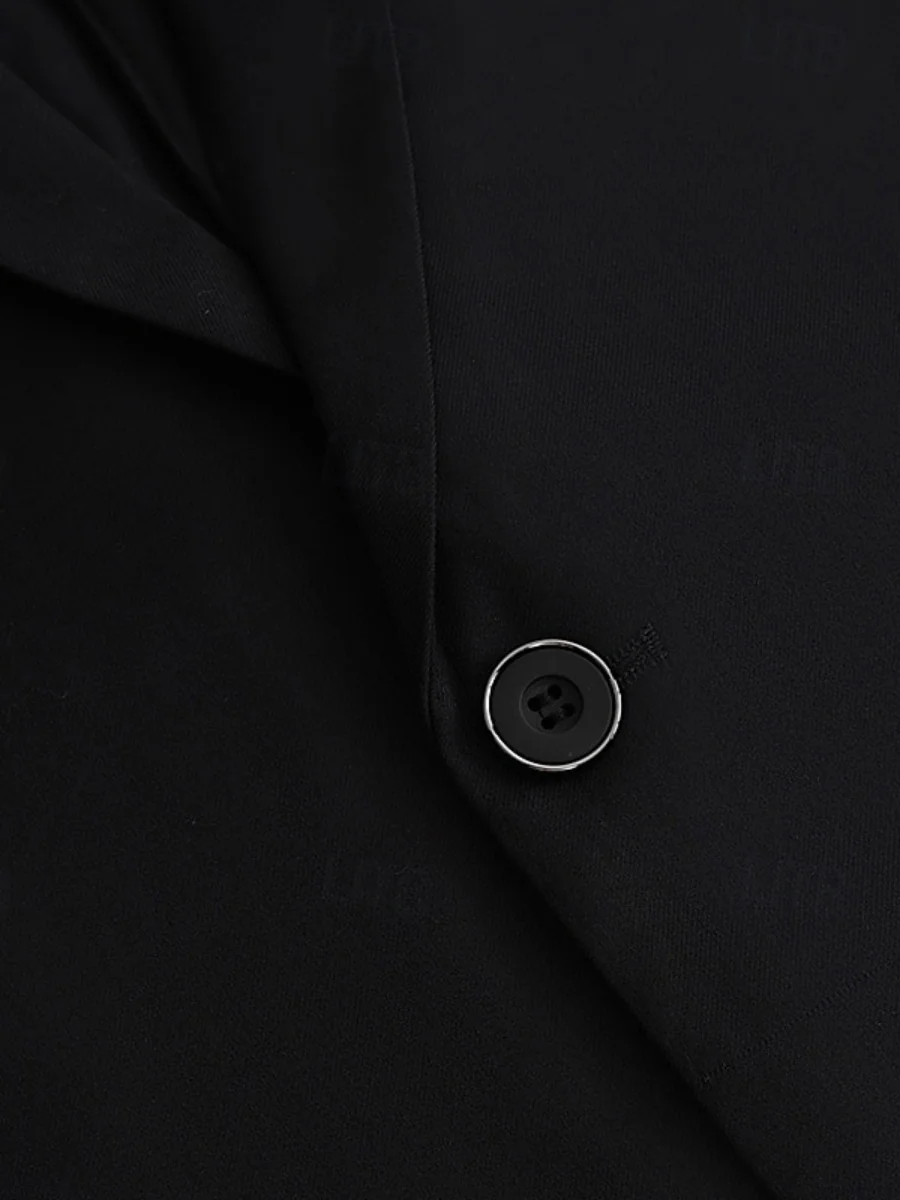 Men's Black Single Breasted Two-buttons Notched Lapel Wedding Prom Party Suits - Image 5