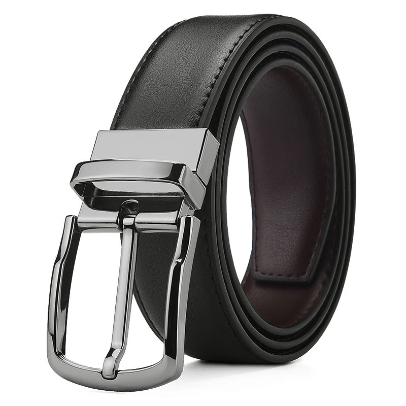 Men's Black PU Leather Pin Buckle Swivel Modern Business Wear Belt - Image 2
