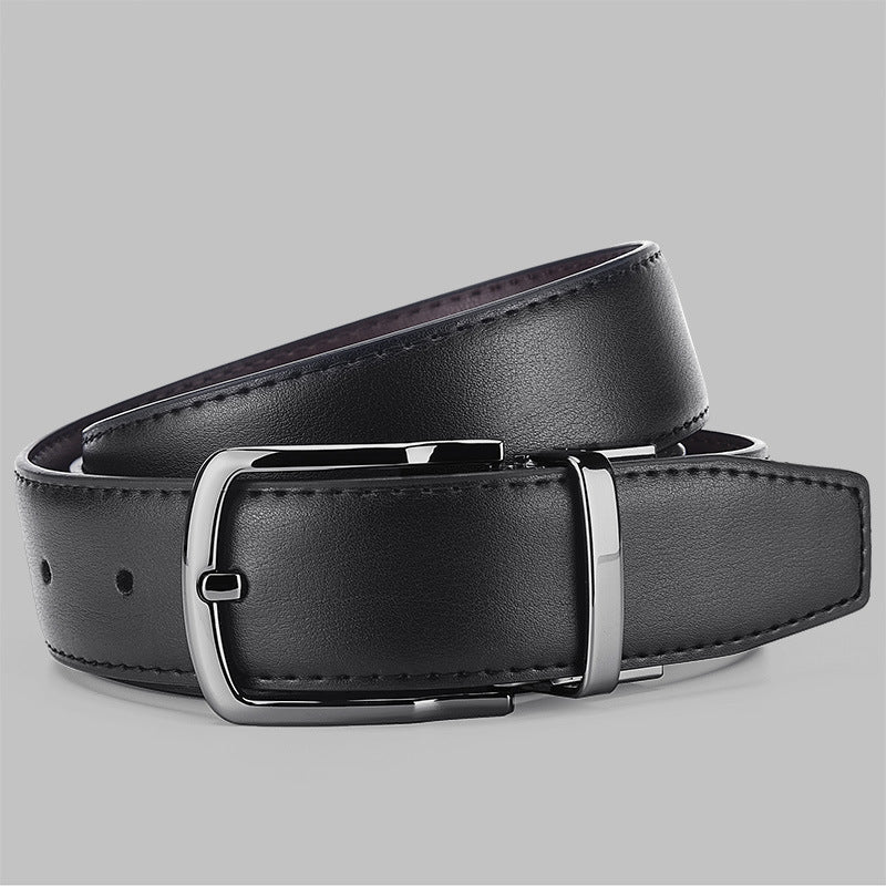 Men's Black PU Leather Pin Buckle Swivel Modern Business Wear Belt - Image 3