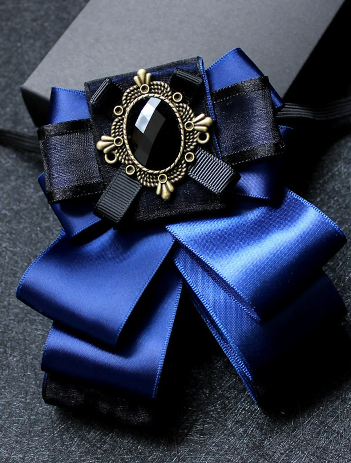Men's Bow Tie Solid Color Black Yellow Red with Rhinestone - Image 2