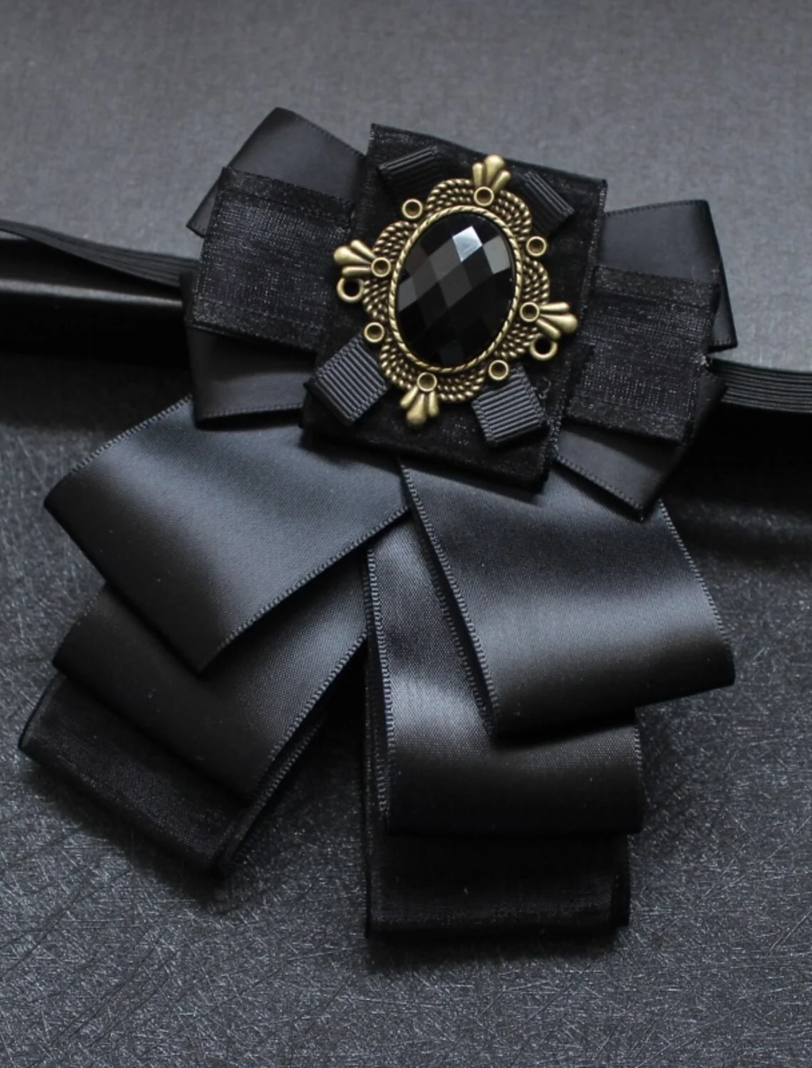 Men's Bow Tie Solid Color Black Yellow Red with Rhinestone - Image 6