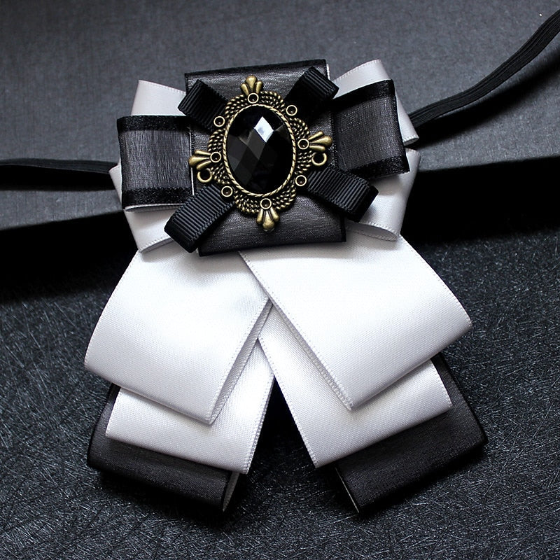 Men's Bow Tie Solid Color Black Yellow Red with Rhinestone - Image 7
