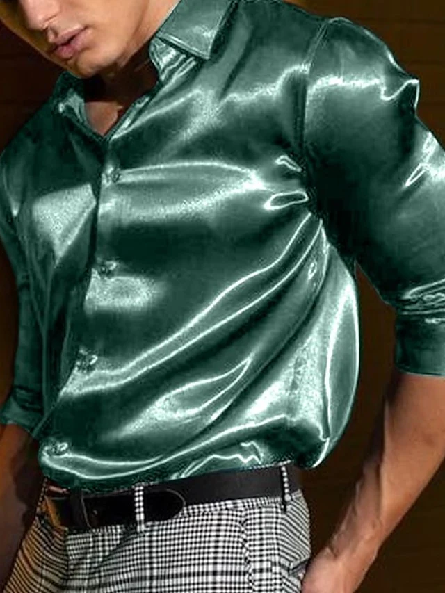 Men's Casual Cotton Blend Long Sleeves Solid Color Shirt - Image 4