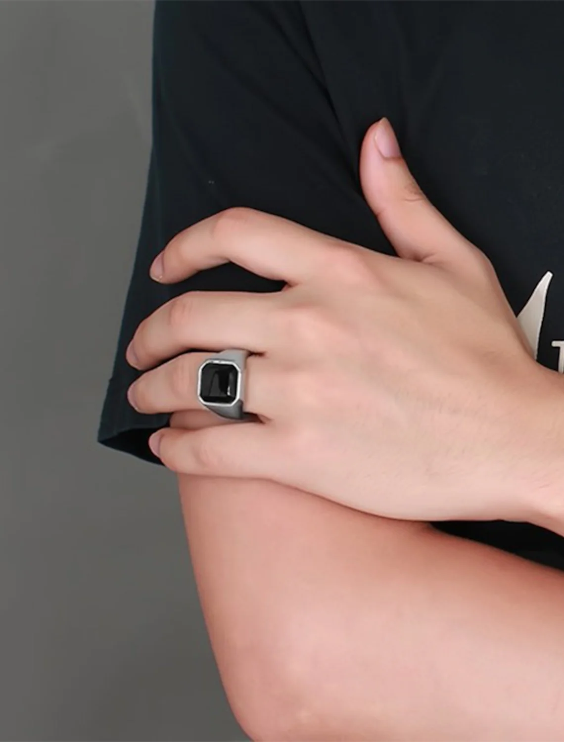 Men's Casual Daily Emerald Cut Rings - Image 3
