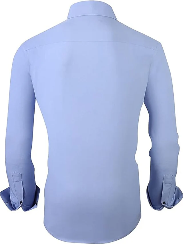 Men's Casual Polyester Long Sleeves Color Block Shirt - Image 7