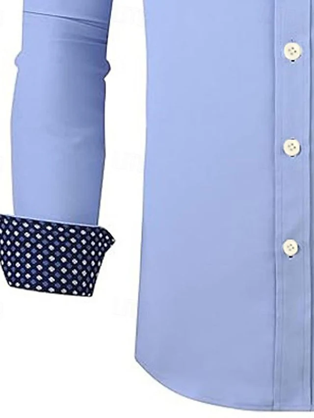 Men's Casual Polyester Long Sleeves Color Block Shirt - Image 8