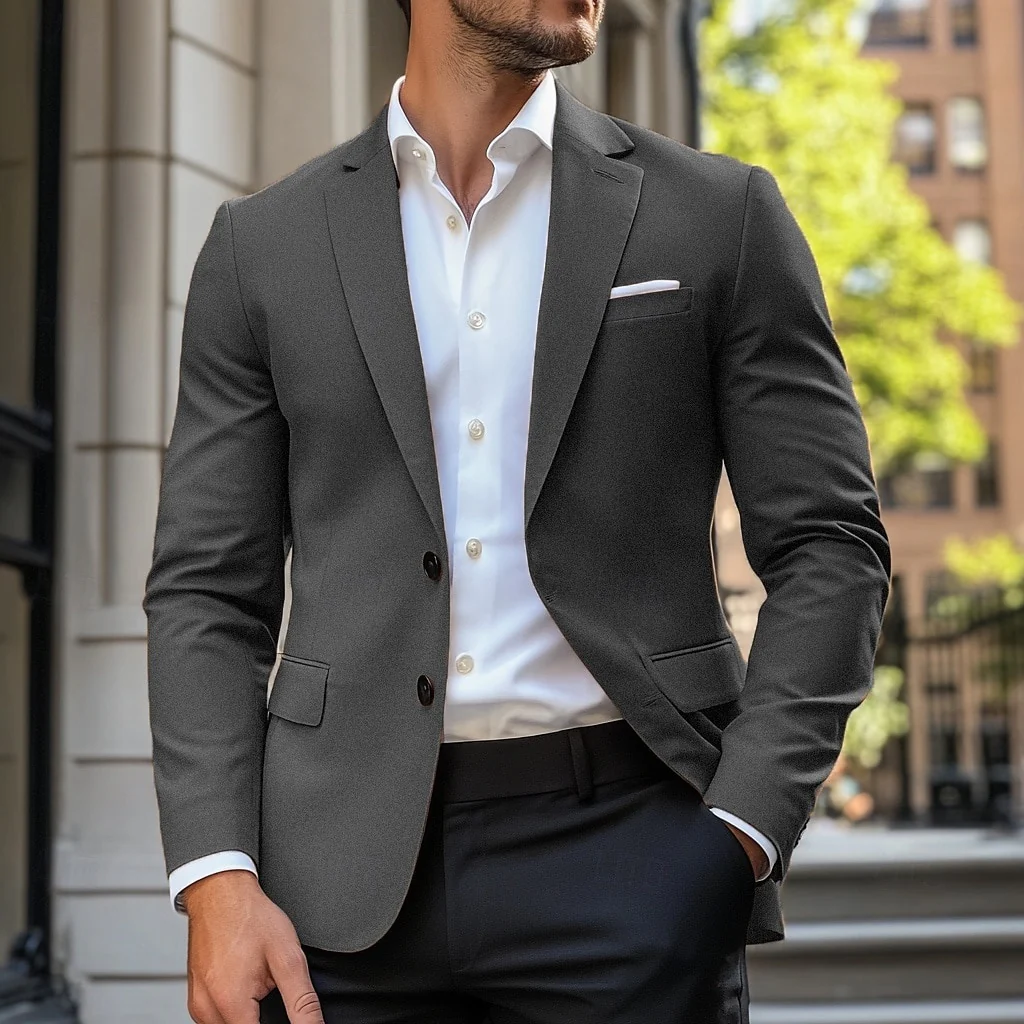 Men's Casual Regular Standard Fit Single Breasted Two-buttons Blazer Jacket - Image 4