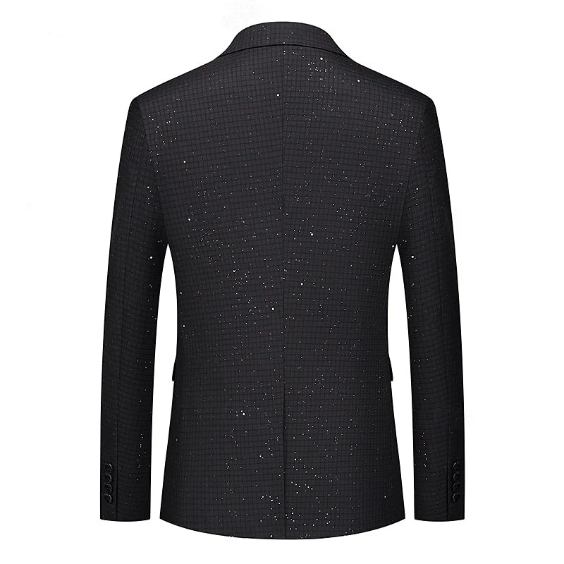 Men's Classic Black Pink Coffee Plaid Regular Standard Fit Single Breasted One-button Checkered Blazer - Image 2