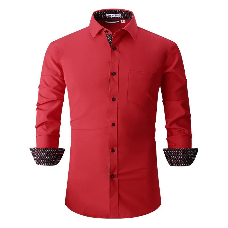 Men's Classic Long Sleeves Solid Color Shirt - Image 3