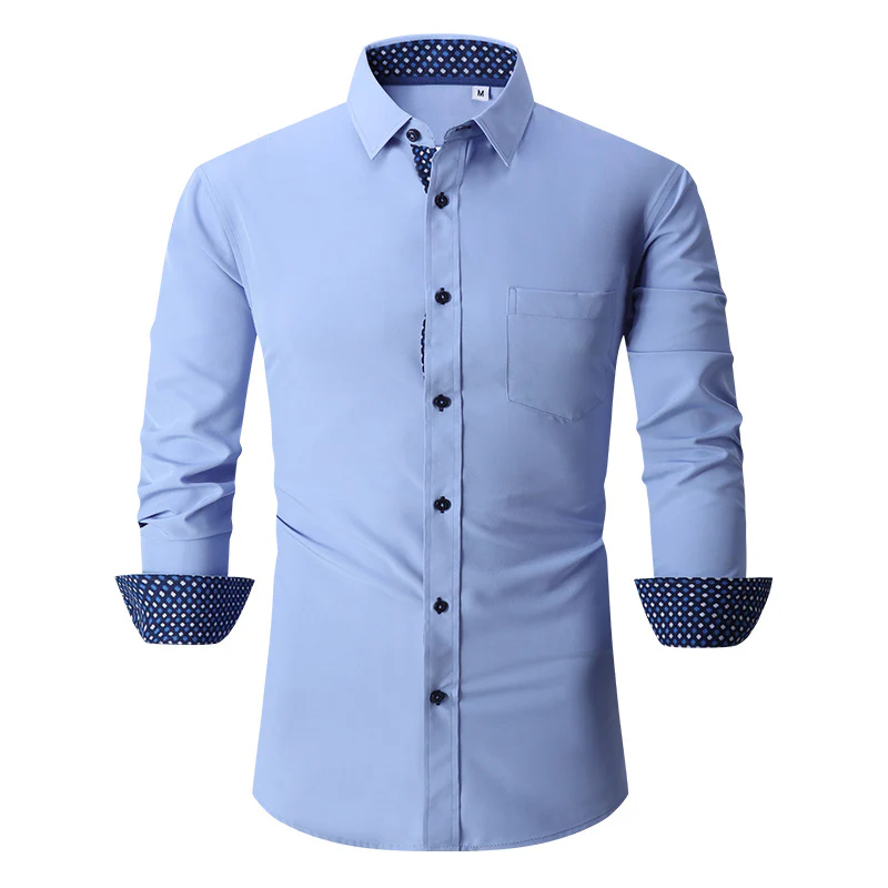 Men's Classic Long Sleeves Solid Color Shirt - Image 4