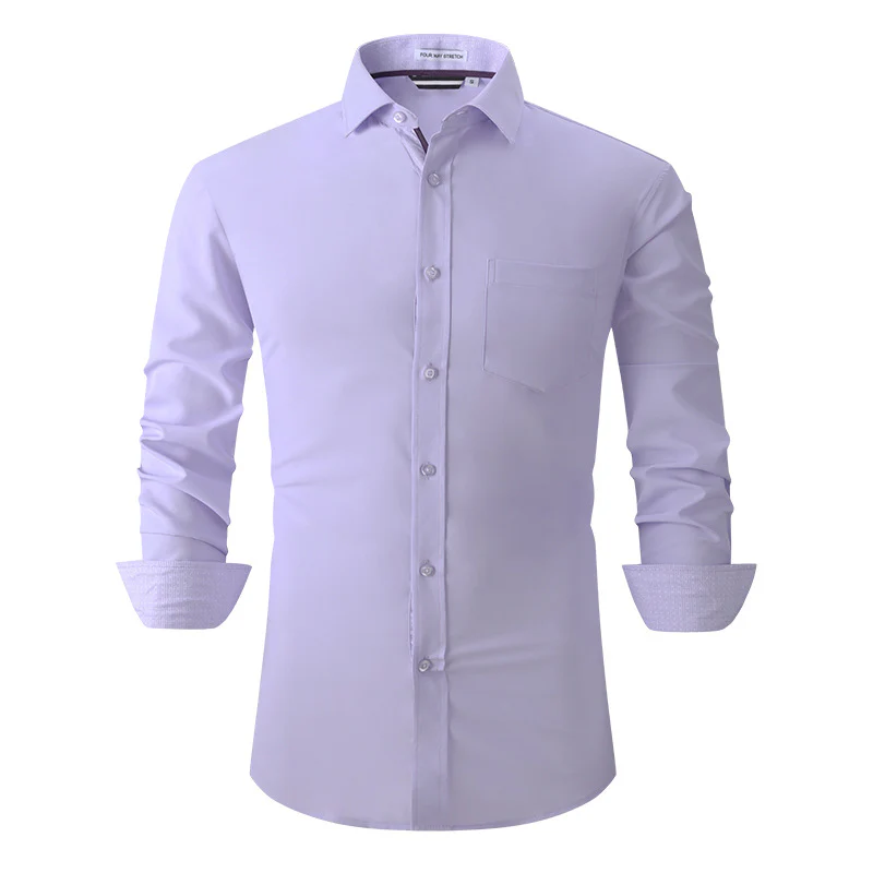 Men's Classic Long Sleeves Solid Color Shirt - Image 5