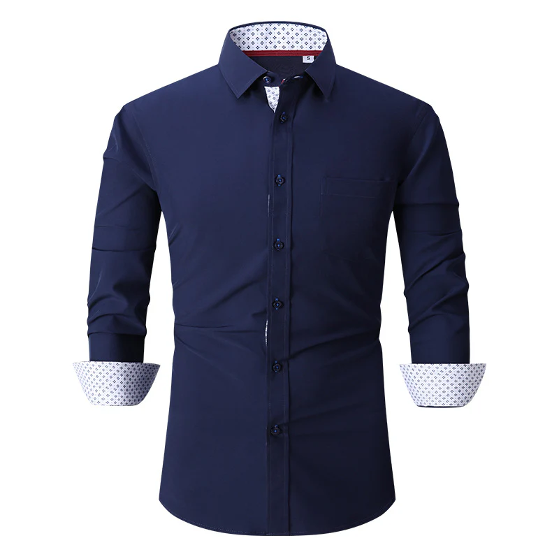 Men's Classic Long Sleeves Solid Color Shirt - Image 8