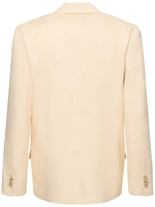 Men's Cream Single Breasted Four-buttons Peaked Lapel Casual Party Business Suits with Pockets - Image 3