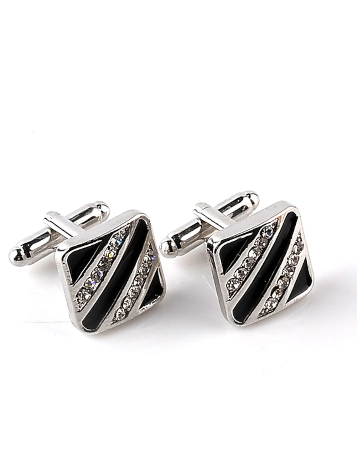 Men's Cubic 2Pcs Cufflinks with Rhinestones - Image 2