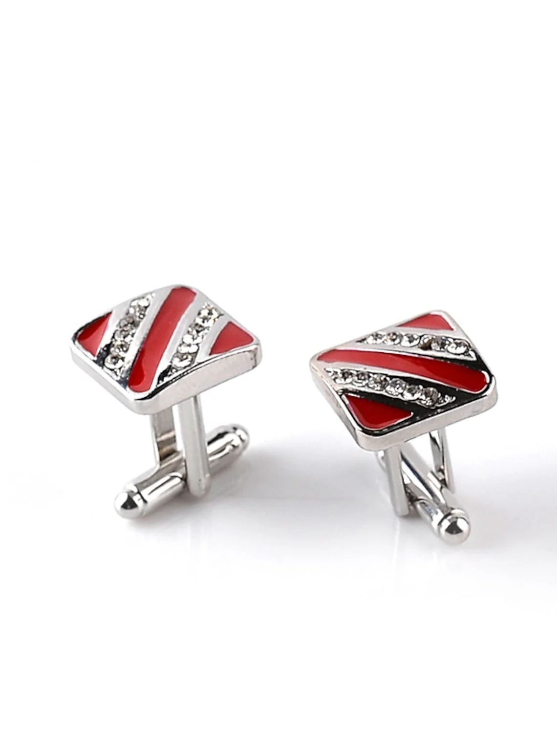 Men's Cubic 2Pcs Cufflinks with Rhinestones - Image 3