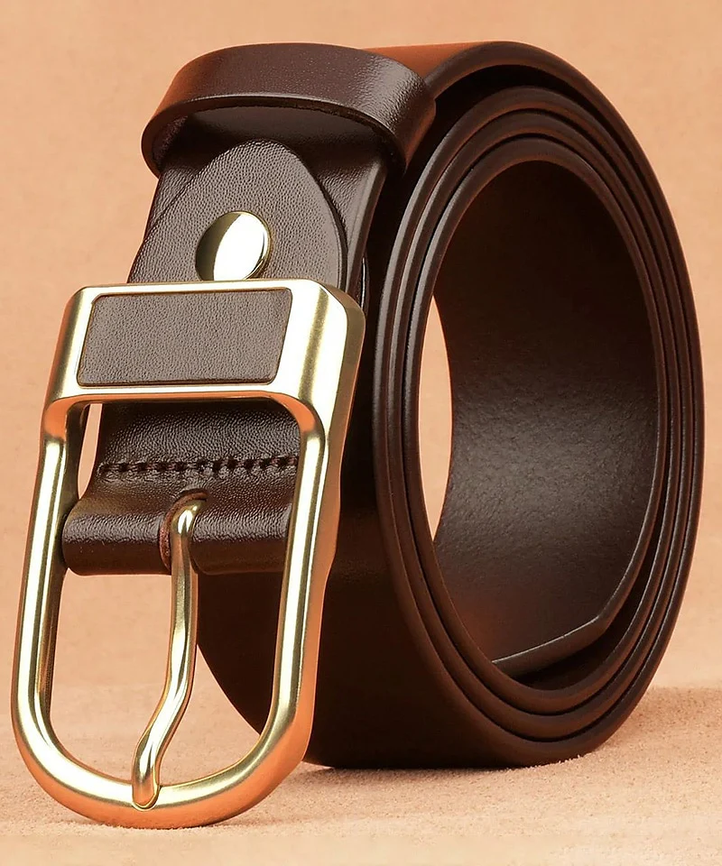 Men's Leather Casual Ratchet Belt Classic Jean Belt Black Brown Cowhide Stylish Gentleman Plain Daily Wear - Image 3