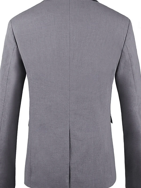 Men's Linen Blazer Fashion Casual Regular Tailored Fit Single Breasted Two-buttons Blazer Jacket - Image 2