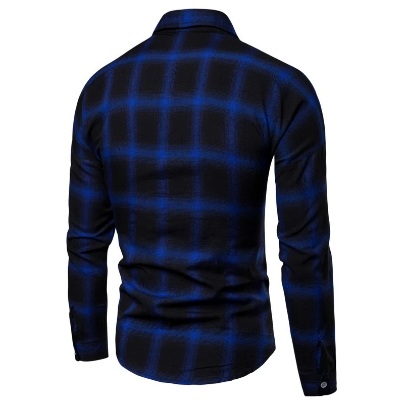 Men's Loose Long Sleeves Casual Plaid Shirt - Image 4
