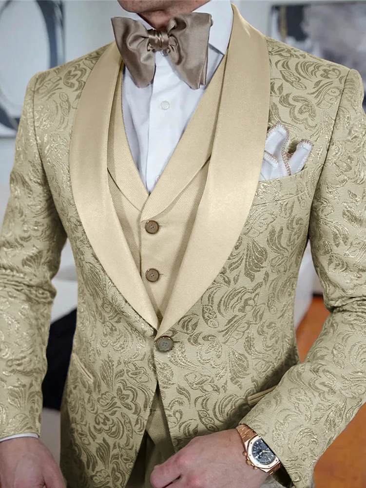 Men's Prom Suits Breasted One-button 3 Pieces Wedding Suits - Image 2