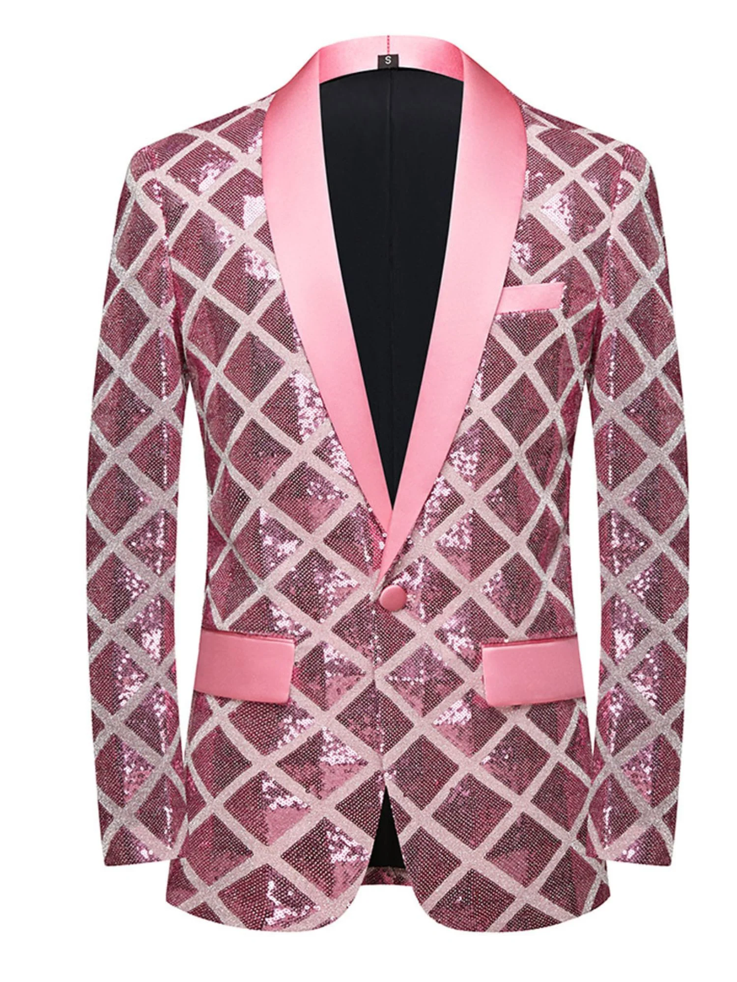 Men's Red Cube Sequin Leisure Party Fashionable Single Breasted Suit - Image 4