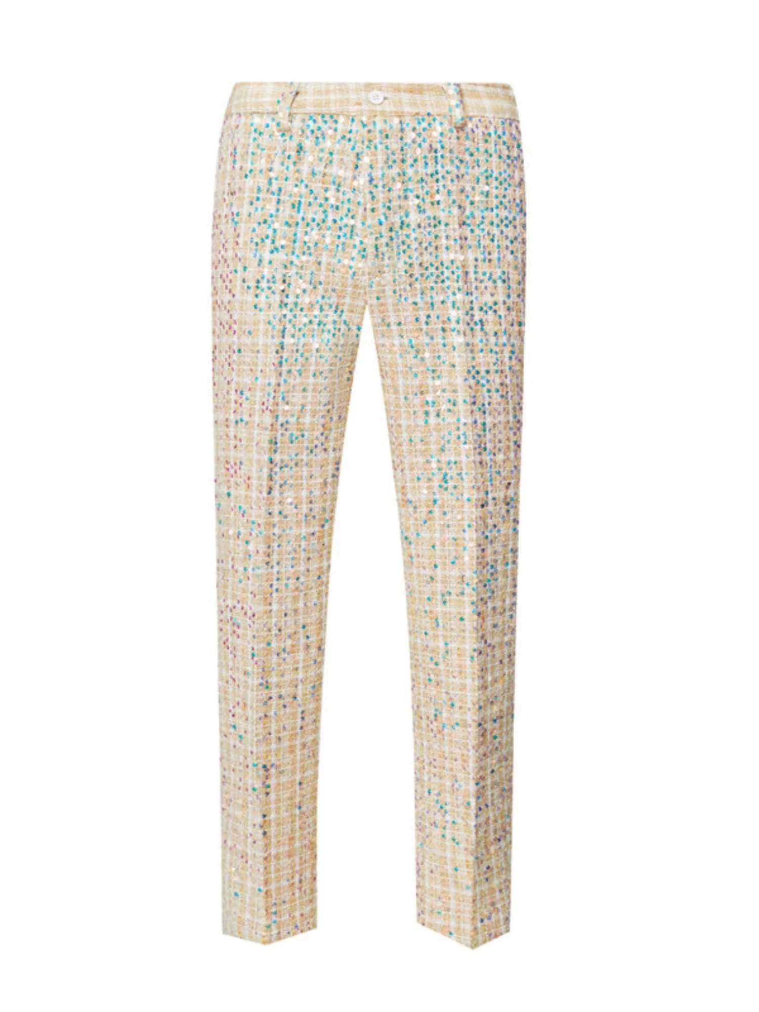 Men's Slim Fit Champagne Sequin One Button 2 Pieces Wedding Suits - Image 3